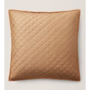 Ralph Lauren Cromwell Quilted Euro Pillow Sham Camel Cotton Home $285 NEW NWT